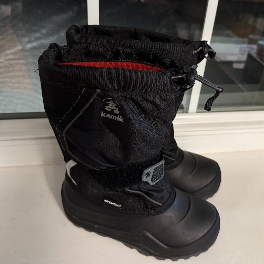 $50 Kamik waterproof snow boots Black size 2 unisex WORN ONCE